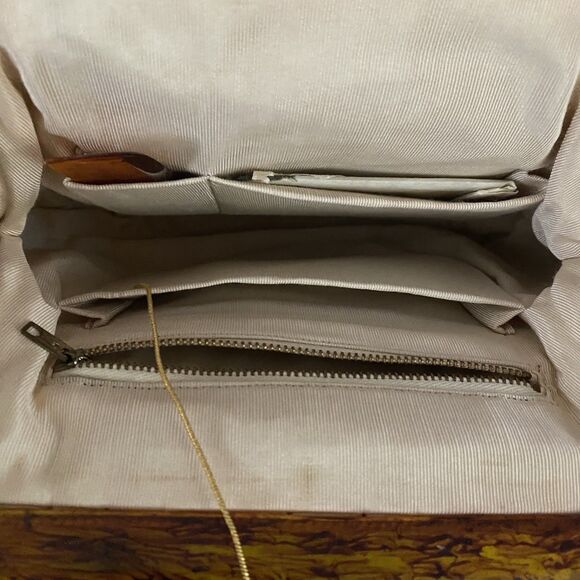 Vintage Handbag Needlepoint Floral Tortoise Handle Strap Mirror Comb Coin Purse - Picture 10 of 16